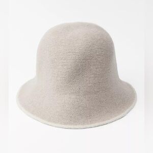 ZARA REVERSIBLE WOOL CLOCHE BUCKET HAT COZY BOHO WINTER CAPSULE Beige Cream S